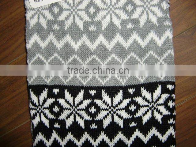 loop scarf with snowflake pattern