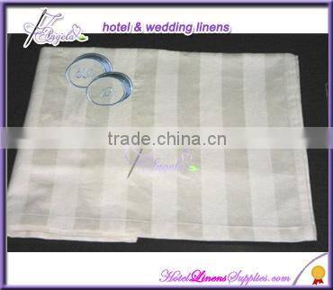 300TC white sateen hotel bed sheets with embroidery lines, white sateen flat sheets for 5-star luxurious hotels