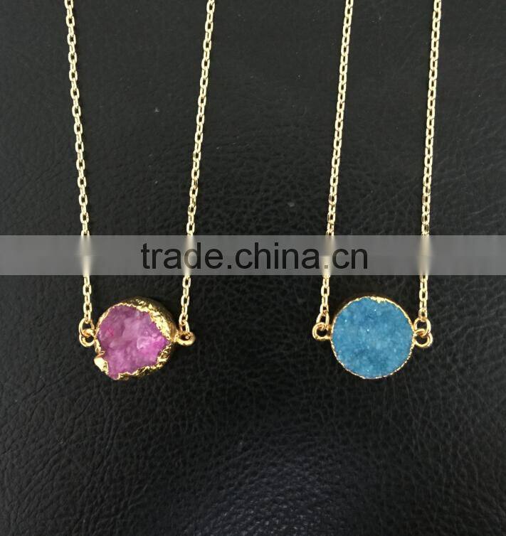 Latest Popular Natural Stone Beads Jeweled Slim Velvet Tassel Necklaces