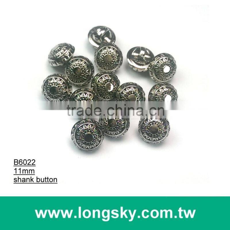 (#B6034/13mm) round shape metallic plating effects shank button with totem