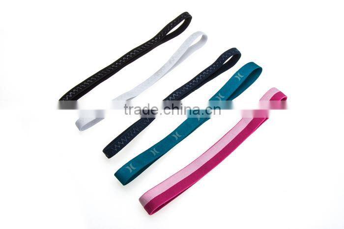 Polyester Woven Logo Yarn Sports Elastic Girls Hair Band
