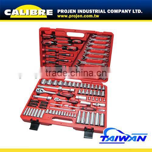 CALIBRE 122PC 1/4" & 1/2"Dr Socket and Ratchet Handle Combined Socket Set