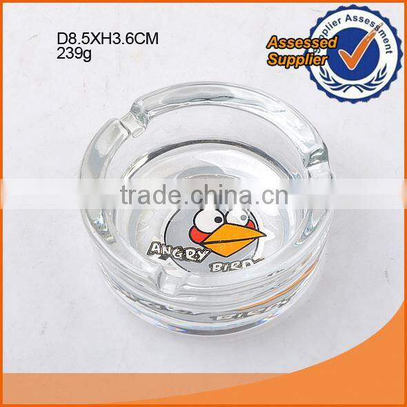 Nice decaled square clear glass ashtray(with/without decal can be choosed)