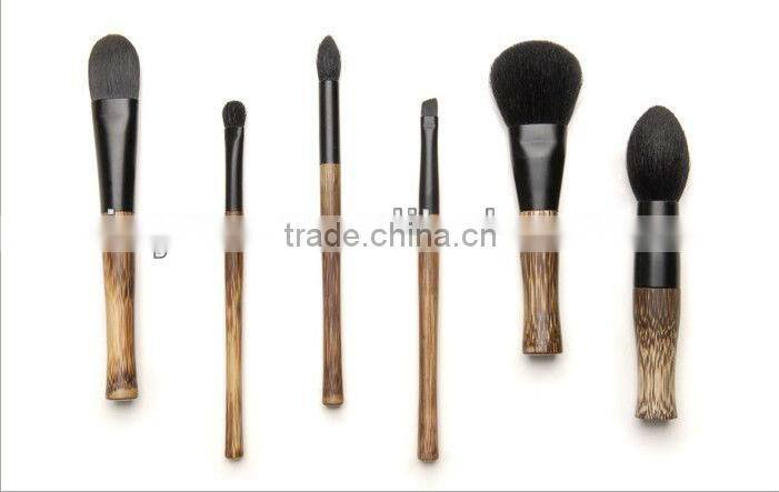 portable 6 pieces powder/tapered/blending/eyeshadow/eyeliner/lip makeup brushes set