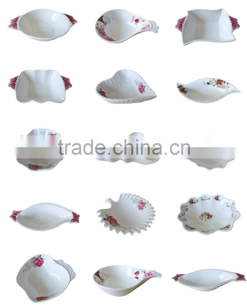 2015 Hot Sale Decal White Ceramic Serving Dish