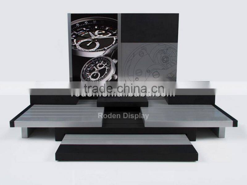 fashionable design watch display racks wooden front counter display stand