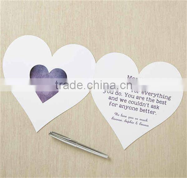 Hot sale creative heart shape handmade greeting card with envelope