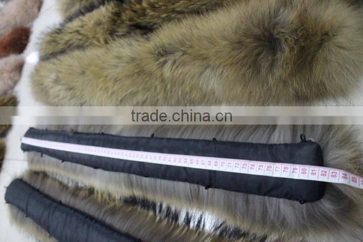 Wholesale natural Raccoon Fur Collar Coat Detachable /Scarf 80cm*17cm
