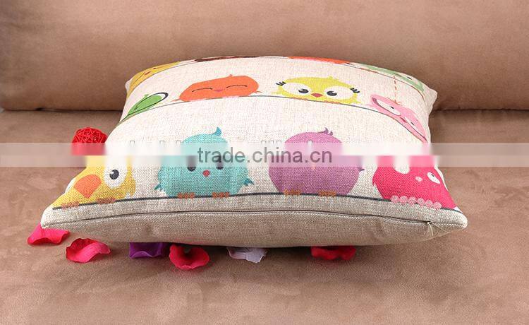 2015 cotton and linen Cartoon cute bird sofa cushion cover American country creative pillowcase