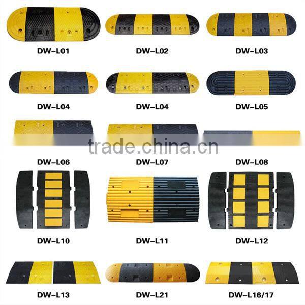 Calming Black and Yellow Rubber Traffic Hump
