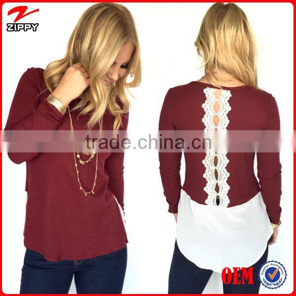 Crimson and Cream Vintage Embroider Top Wholesale Lady Blouse