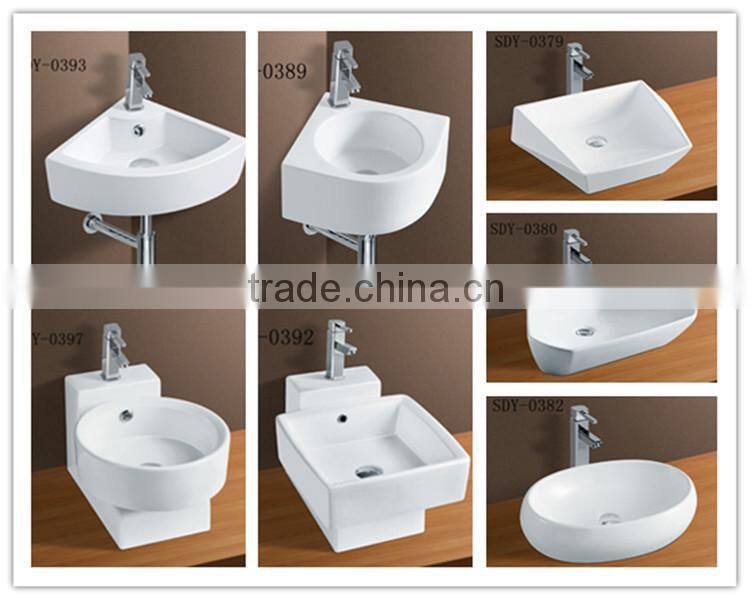 Whole sale ceramic wash sink big size bathroom pedestal hand wash one piece basin