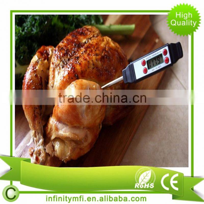 INTL8810AB Black Instant Read Digital Cooking Stainless Thermometer With Long Probe For Food Meat Candy And Bath Water