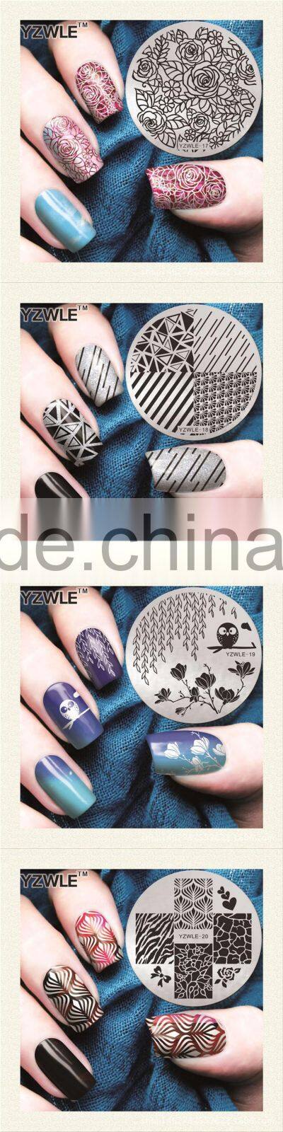 2016 Factory outlets Nail Art Stamping Plates DIY NEW Stainless Steel Handle Flower Stencils Templates for Nails Polish