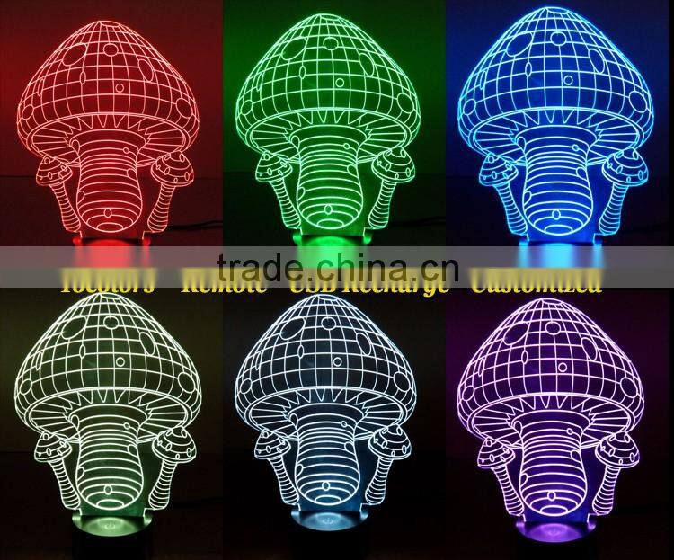 battery operated 3D light/USB recharge acrylic table lamp with customized design