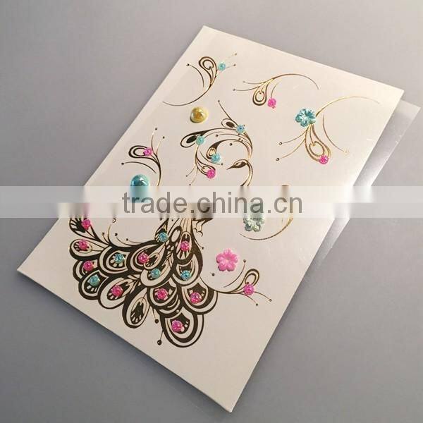 custom hot sale rhinestone metallic tattoo acrylic foil temporary tattoo stickers