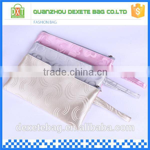 Custom high quality satin portable toiletry cosmetic travel bag organize
