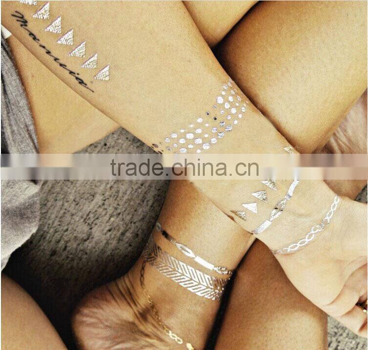 Fashion Gold Foil Necklace jewelry Temporary Tattoo Sticker