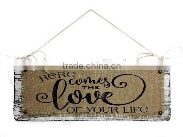Wooden Home Sign Handmade Customized Burlap Printing