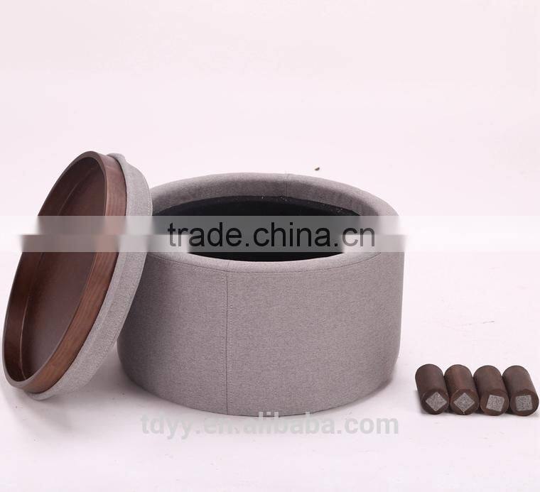 TDC-507-3 QVB JIANDE TONGDA Living storage Ottoman with Tray Table coffe table round storage ottoman STORAGE