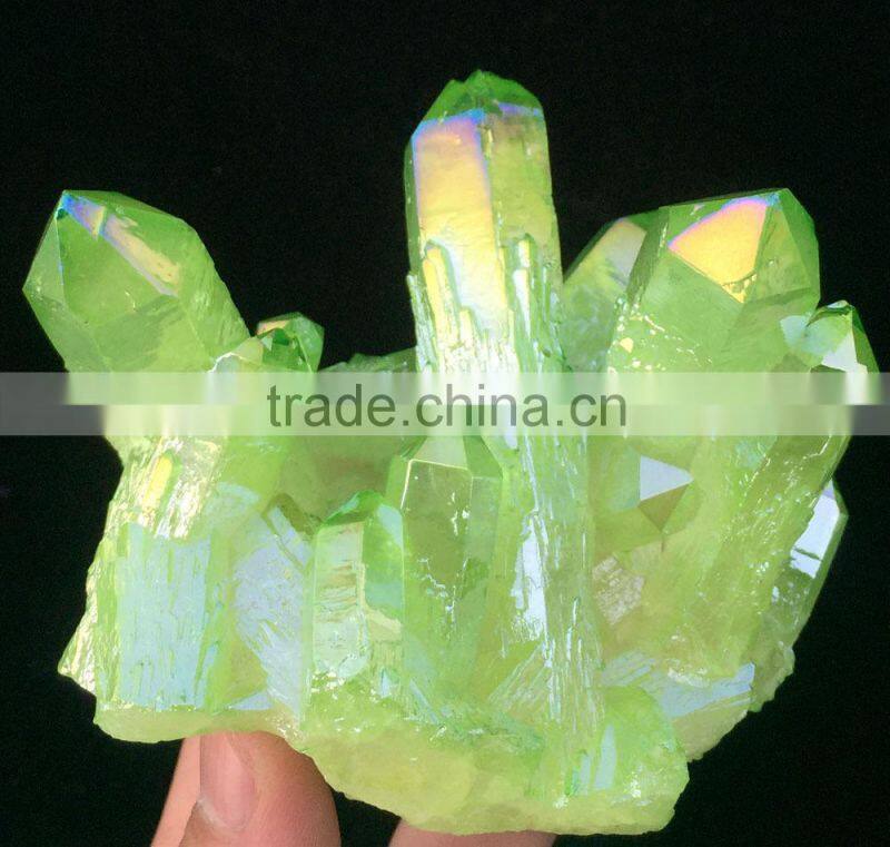 large green electroplating crystal cluster for selling