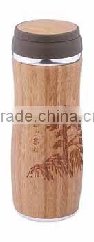 Vacuum cup with 100%natural bamboo