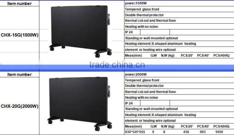 2000W high quality wall glass panel heater