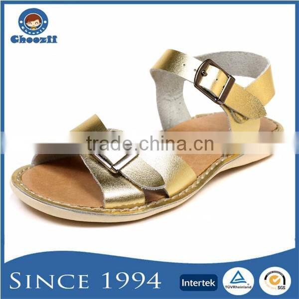 2016 Wholesale Custom New Fancy Designs Child Buckle Strap Leather Kids Flat Sandals for Girls