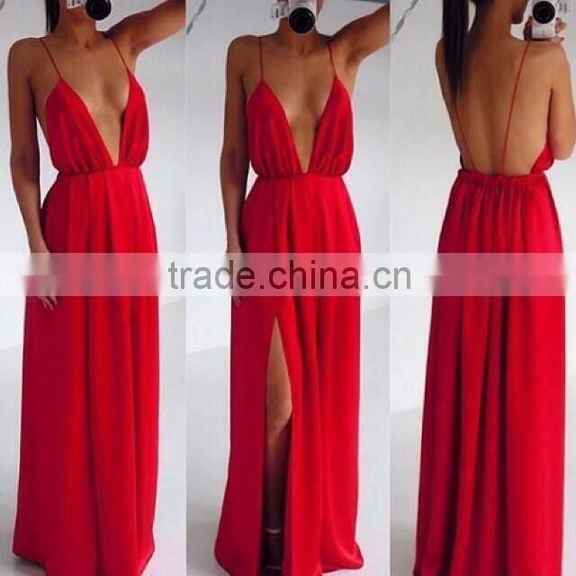 SD4150 New fashion backless women sexy long dress red women sexy dress elegant women party dress