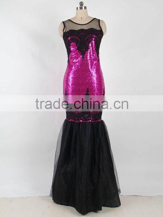 Latest fashion 5 colors ready stock low back sexy mermaid evening dress with sequin
