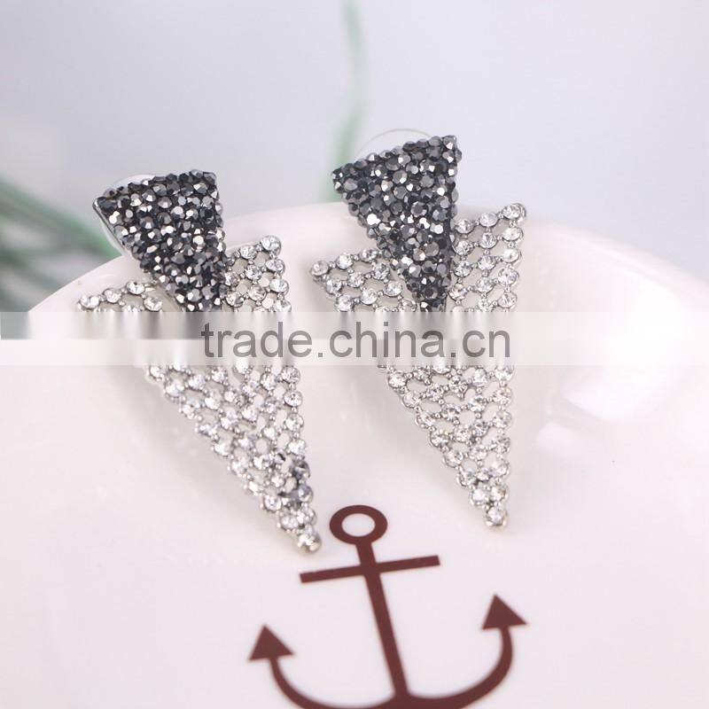 Net Design Stud Earring, Setting Crystal Rhinestone Beautiful Stud Earring