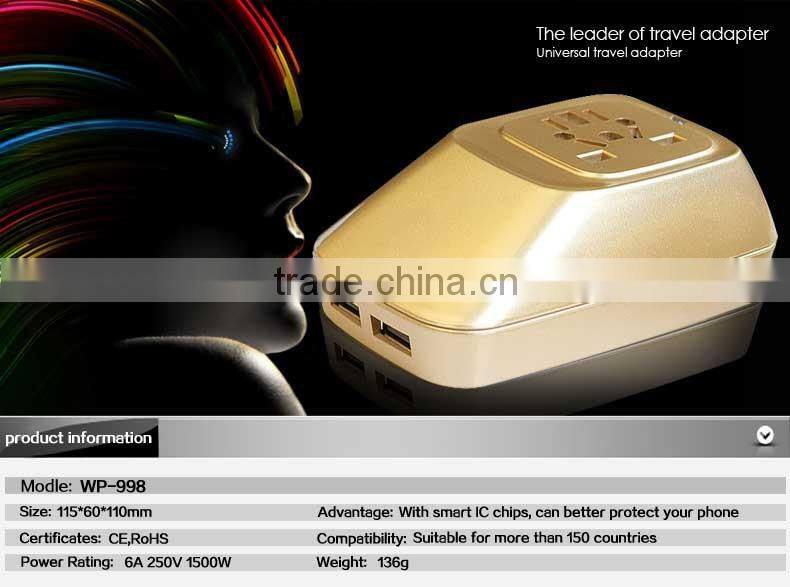 2016 hot selling UK EU travel adapter with universal female socket