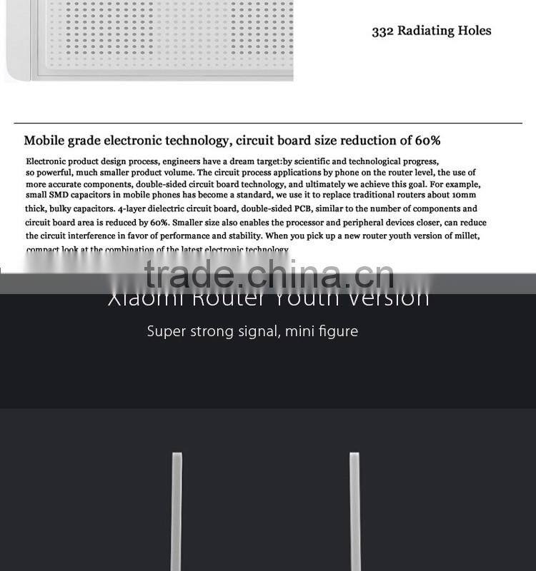 XiaoMi Mi WiFi Router Youth Edition 2.4GHz Band 300Mbps 16M Flash 64MB DDR2 Support Wall Through Model for iPhone 6S/6S Plus/6/6