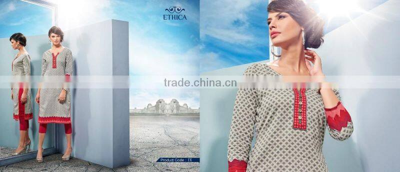 Pure Cotton Three Quarter Sleeves Black Kurti