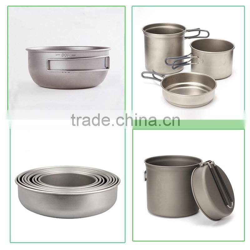 T Sharp Titanium Bowl 300ml and Titanium Pan for Outdoor Cooking Set