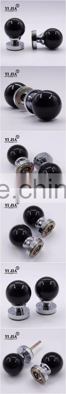 Polished Chrome Finish Black Enamel Door Set Glass Door Knobs