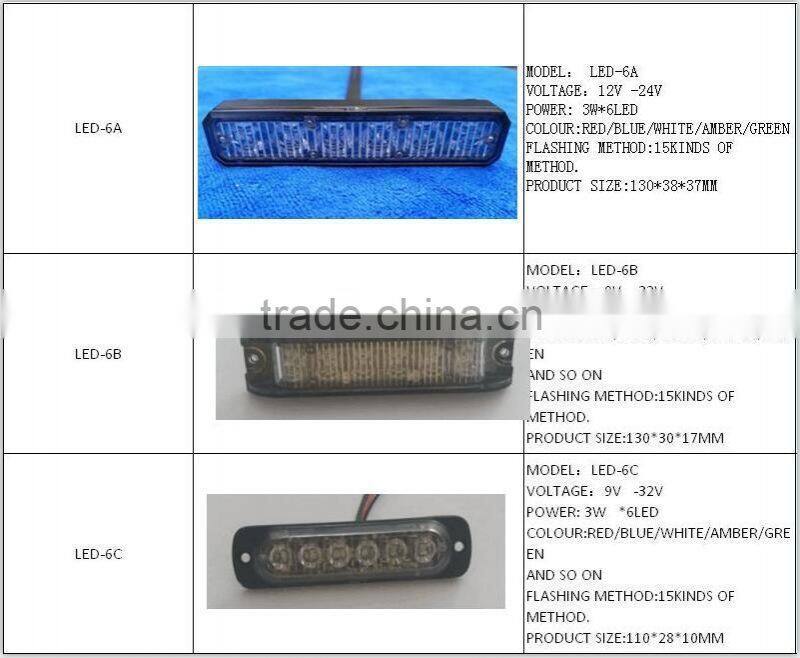 6 led strobe emergency grill light deck light