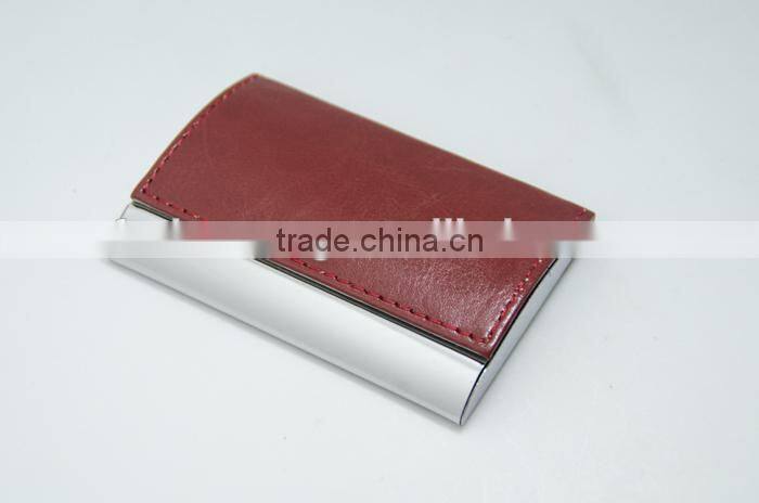 PU leather+stainless steel fashion temperament high-grade business card case for man and women