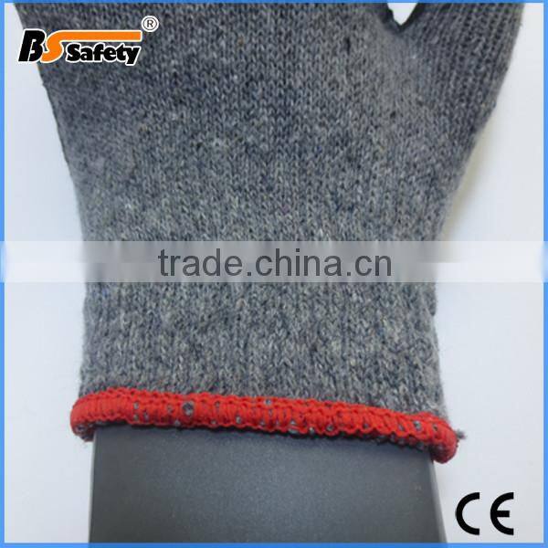 cheap working safety gloves cotton with black Latex Rubber Coated