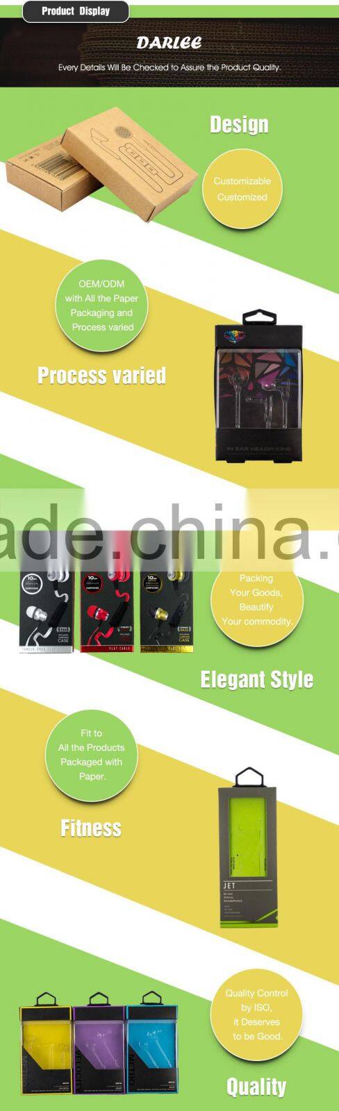 Custom logo printed fashion kraft paper earphone electronic packaging color box