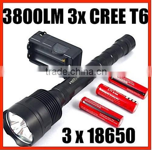 TrustFire TR-3T6 3800LM 3xCREE XM-L T6 Best LED Flashlight Torch 5-Mode 3 x 18650