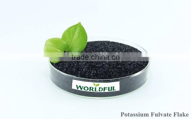 High quality water soluble potassium fulvate shiny flake from leonardite source