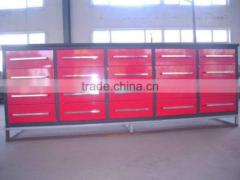 Steel work bench with drawers