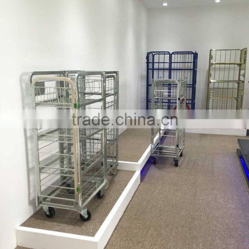 four wheels supermarket milk trolley container for dairy