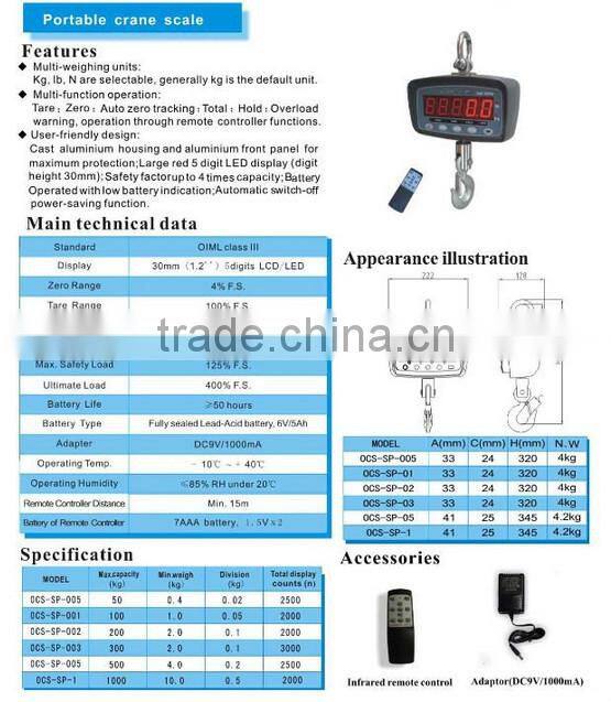 100kg crane scale digital weighing spring balance