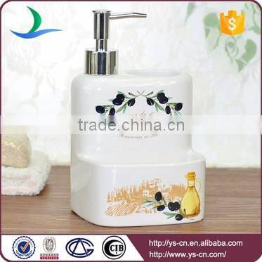 Bathroom square olive branch pattern ceramic foam soap dispenser