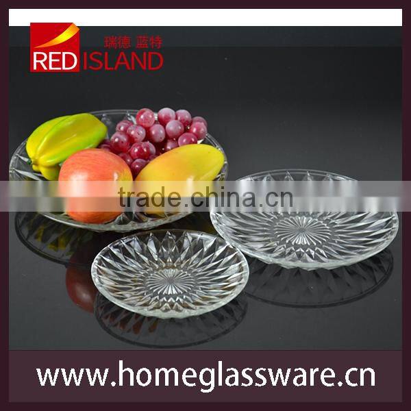 6" to 8" engraved glass plate glass fruit plate glass dish