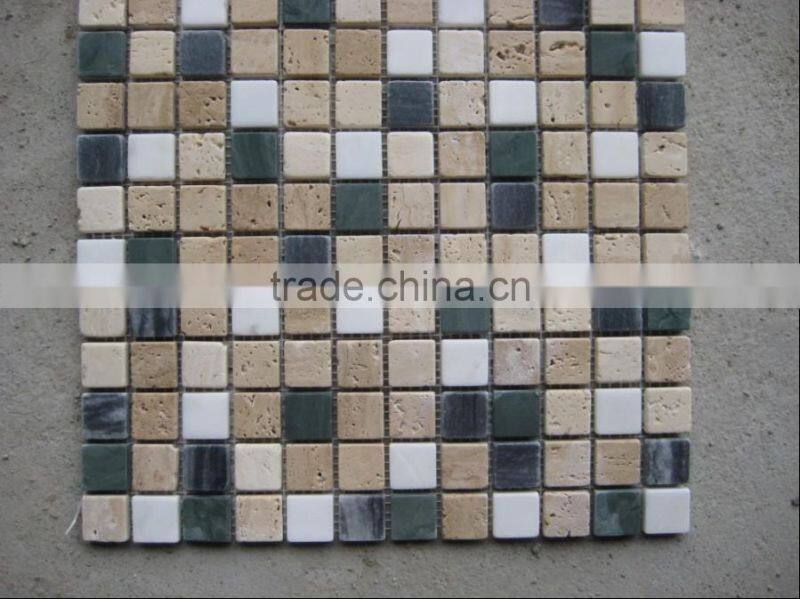 Cheap travertine marble mosaic tile design for wholesale