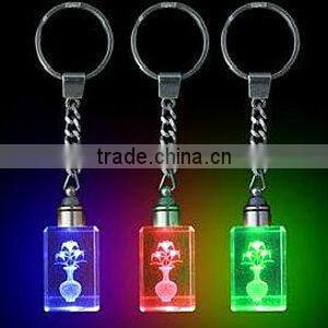 3d laser engraved crystal keychain led keyring