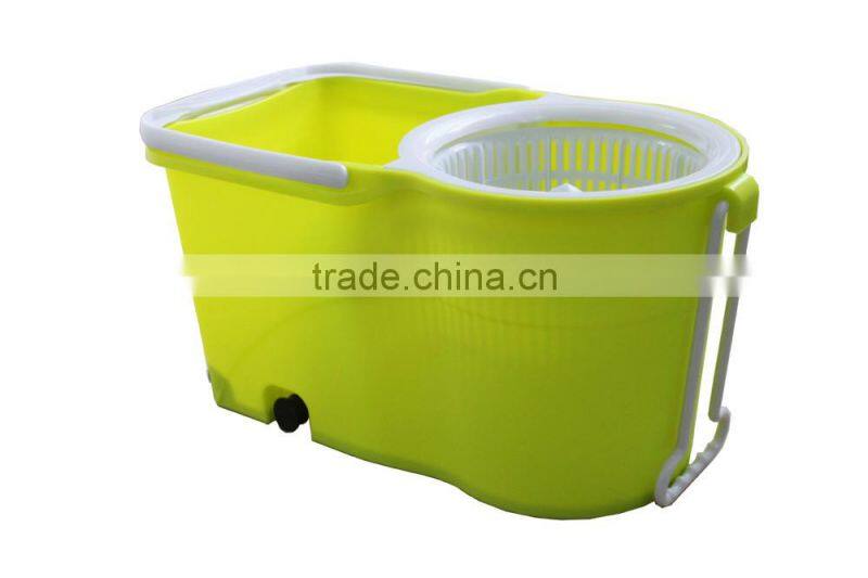 Magic Spin Microfiber Mop + Bucket 2 Heads Rotating 360 Easy Floor Mop Blue